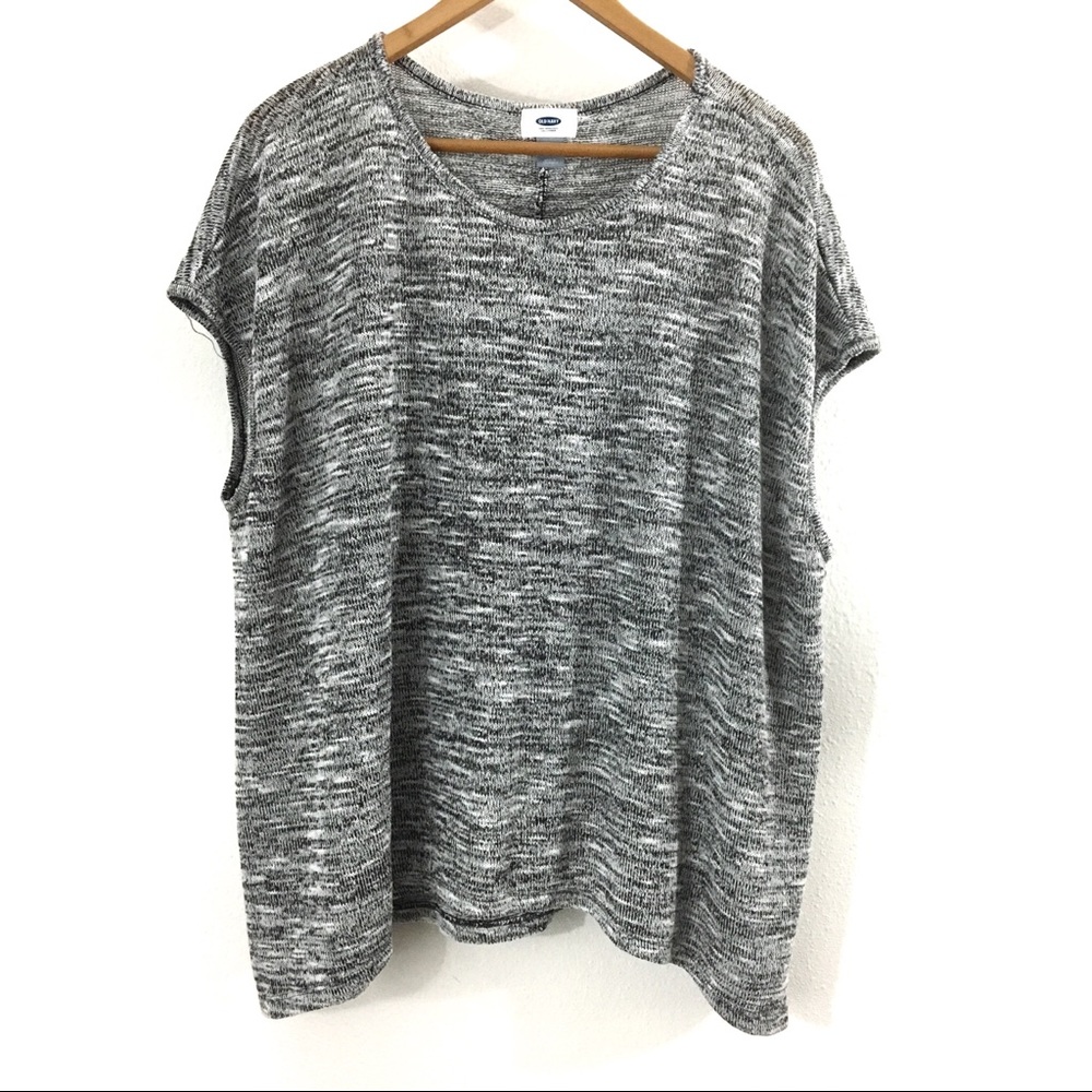 Old Navy Marled Gray Short Sleeve Sweater Knit XL